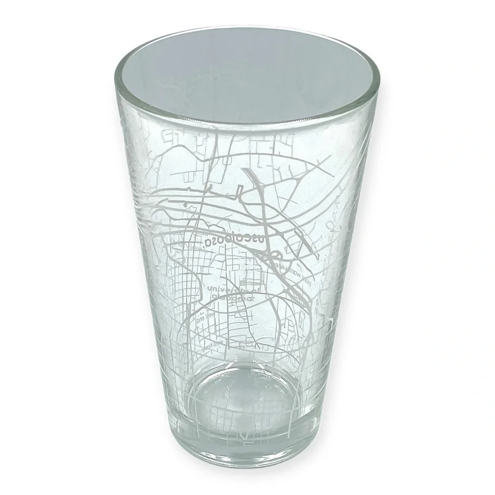 Tuscaloosa University of Alabama City Street Map Pint Drinking Glass White Print